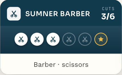Sumner Barber's branded wallet card