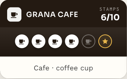 Grana Cafe's branded wallet card